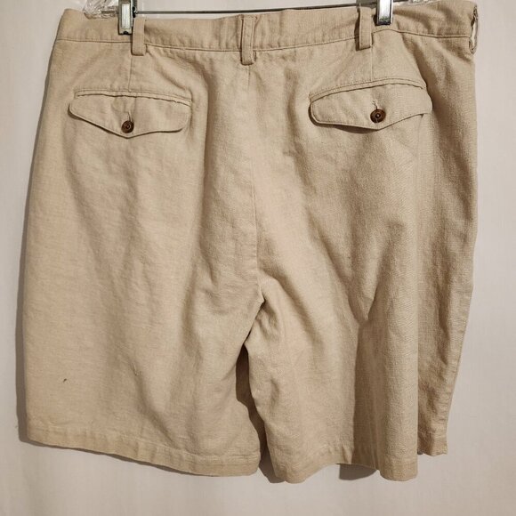 Cubavera Shorts Cream Waist 40 Linen Cotton 20" Length 9" Inseam Pockets - Picture 5 of 9